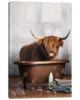 iCanvas Highland Cow In The Tub By Domonique Brown Wall Art