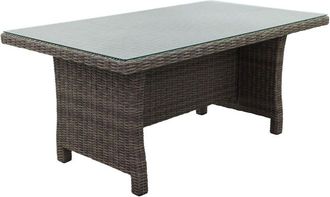 Courtyard Casual Capri Grey Chow Height 57In Rectangular Dining Table With Glass Top