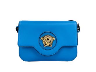 Versace Versace La Medusa Blue Leather Shoulder Crossbody Bag Womens Purse