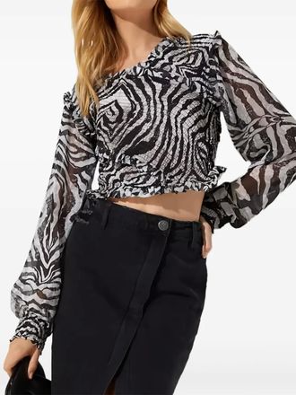 One Teaspoon zebra-pattern blouse - women - Fabric - M - Black