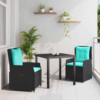 vidaXL Conjunto De Comedor De Jard&iacute;n 3 Pcs Negro Polirat&aacute;n Vidaxl