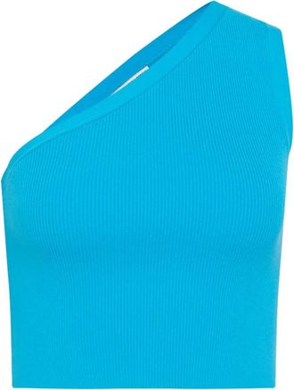 Drykorn Asymmetrische Geribbelde Top - Dames - Tops zonder mouwen - Blauw - S - Katoen - Tops