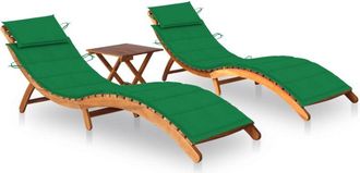 vidaXL Vidaxl - Tumbonas Con Mesa Y Cojines 2 Uds Madera Maciza De Acacia