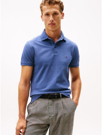 Tommy Hilfiger Mens Slim Fit Stretch Pique Polo - Blue - XXXL