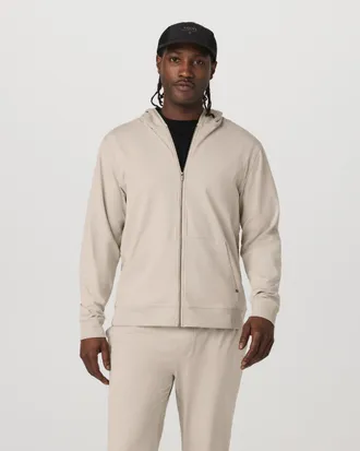 Vuori Clothing Coronado Full Zip Hoodie 2.0 | Limestone Heather | XS, Size Extra Small