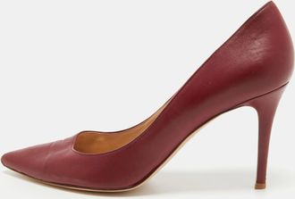 Gianvito Rossi Burgundy Leather Pointed Toe Pumps
