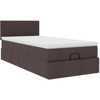 vidaXL Estructura Cama Otomana Colch&oacute;n Tela Marr&oacute;n Oscuro 80x200cm Vidaxl