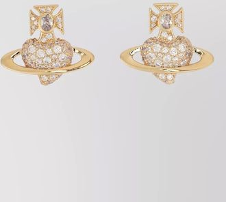 Vivienne Westwood agnatha crystal heart cross stud earrings