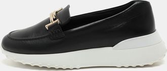 Tod's Tods Black Leather Double T Slip On Loafers