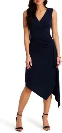 Kensie Sleeveless Jersey Faux Wrap Dress in Navy at Nordstrom Rack, Size 10