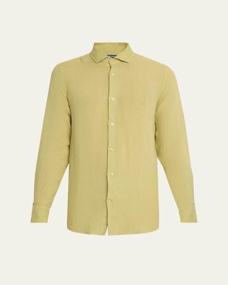 Frescobol Carioca Mens Antonio Linen Casual Button-Down Shirt
