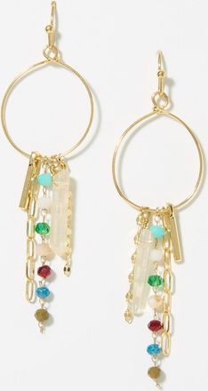 Simons Womens Multiple-charm thin Hoop Earrings