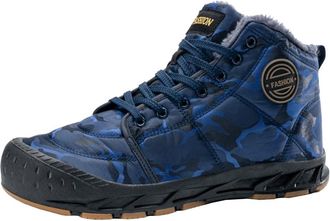 Generic Men winter snow boots are waterproof warm plush comfortable cold resistant non slip short boots (blue,7.5)