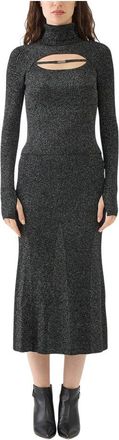 Versace Jeans Couture Lurex Cut Out High Neck Top - Dames - Kleedjes - Zwart - S - Polyester - Kleedjes