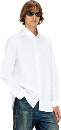 Diesel Stretch poplin shirt with embroidery - Shirts - Man - White