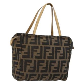 Fendi Pre-owned Mini Bags, female, Brown, Size: ONE SIZE Pre-owned Zucca Canvas Mini Hand Bag