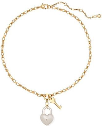 Kate Spade New York Heart You Statement Pendant Womens Necklace Silver Gold, Brass/Cubic Zirconia