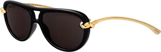 Bottega Veneta Womens Sunglasses Bv1418s Black-Gold-Grey Metal Black/gold/grey