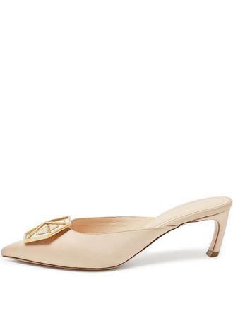 Nicholas Kirkwood Eden satijnen sandalen met kristallen - Beige