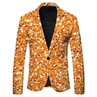Generic Christmas Blazers for Men UK Sequin Design Disco Suit Jacket Slim Fit Long Sleeve Lapel One Button Suit Tuxedo Jacket Novelty Blazer for Xmas Hallowee