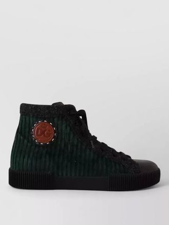 Dolce & Gabbana leather corduroy high-top sneakers