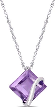 Mimi & Max Amethyst Square Pendant with Chain in 10k White Gold