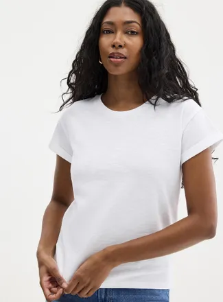 Sessun Womens Albano cuffed sleeves slub T-shirt