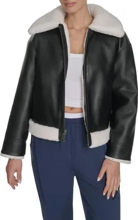 Levi's Reversible Faux Leather & Faux Shearling Jacket in Black/Cream at Nordstrom Rack, Size X-Small