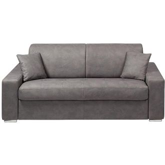Vente-Unique Divano letto 3 posti a ribalta in Tessuto Grigio - Larghezza Materasso 140 cm - Spessore 14 cm - EMIR