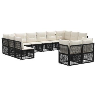 vidaXL Conjunto De Sof&aacute;s De Jard&iacute;n 12 Pcs Negro Rat&aacute;n Sint&eacute;tico Vidaxl
