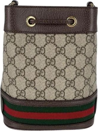 Gucci Pre-owned Vintage GG Supreme Canvas Shoulder Bag - Dames - Vintage Tas - Bruin - ONE Size - Vintage