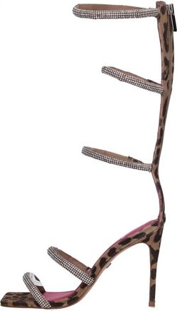Carrano Sandalen van Leer en Strass - Dames - Sandalen met hakken - Bruin - 39 EU - Leer - Schoenen