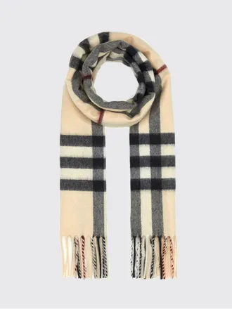 Burberry Sciarpa in puro cashmere con motivo check e fondo sfrangiato
