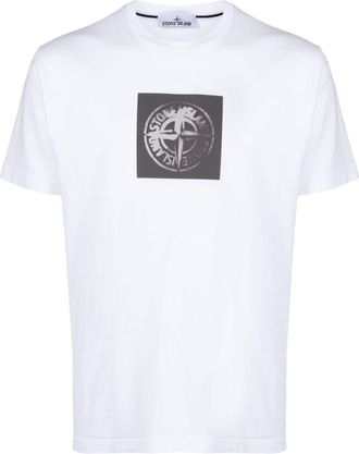 Stone Island Compass-print cotton T-shirt - men - Cotton - M - White