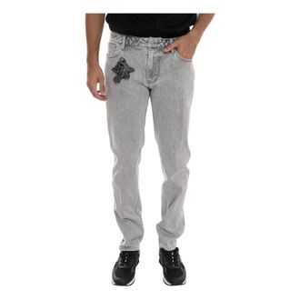 Emporio Armani Jeans, Heren, Grijs, W33, Katoen, J06 Slim-fit Stone-washed Jeans