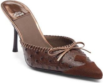 Jeffrey Campbell Clara Pointed Toe Pump in Brown Ostrich Combo at Nordstrom, Size 7.5