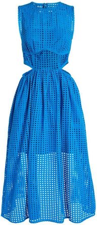 Self Portrait Blue Broderie Anglaise Midi Dress Size M