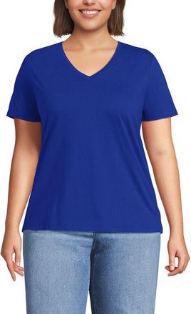 Lands End Supima Cotton V-Neck T-Shirt in Vibrant Lapis at Nordstrom, Size 1X