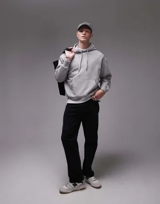 Arket relaxed terry hoodie in gray melange