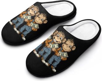 Generic Funny Monkey Gorilla Bills Womens Slippers Warm House Slippers Indoor House Shoes with Anti-Skid Rubber Sole