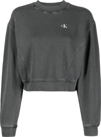 Calvin Klein Jeans logo-print washed sweatshirt - women - Cotton - L - Grey