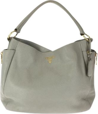 Prada Pre-owned Shoulder Bags, female, Gray, Size: ONE SIZE Pre-owned Vitello Daino Leather Shoulder Bag