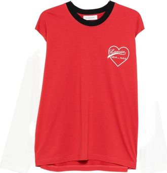 Lanvin T-shirt met lange mouwen en hartlogo - Heren - Longsleeves - Veelkleurig - S - Katoen - Tops