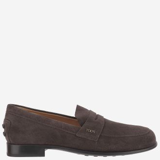 Tod's Womens Suede Loafers Dark Brown