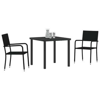Berkfield Home Stylish 3 Piece Garden Dining Set Black Poly Rattan