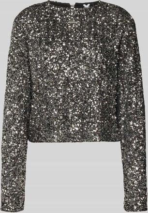 Karo Kauer Blusenshirt mit Rundhalsausschnitt in Silber, Gr&ouml;&szlig;e M