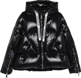 Khrisjoy Glanzende Gewatteerde Jas met Capuchon - Dames - Winterjassen - Zwart - 3XS - Leer - Jassen