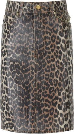 Ganni GONNA IN DENIM ANIMALIER GANNI