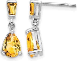 Diamond2Deal 14k White Gold Citrine Dangle Earrings