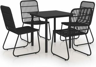 vidaXL Juego De Comedor Para Jard&iacute;n 5 Piezas Rat&aacute;n Sint&eacute;tico Y Vidrio Vidaxl